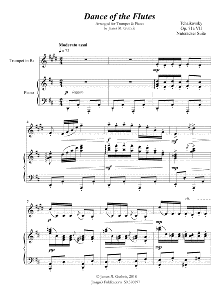 Tchaikovsky Dance Of The Flutes From Nutcracker Suite For Trumpet Piano Page 2