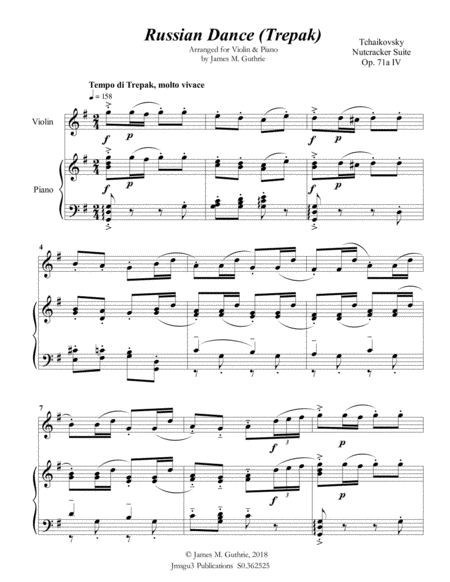 Tchaikovsky Russian Dance From Nutcracker Suite For Violin Piano Page 2