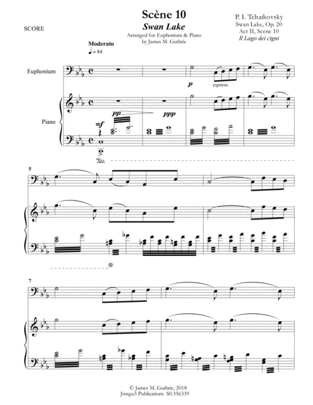 Tchaikovsky Scene 10 From Swan Lake For Euphonium Piano Page 2