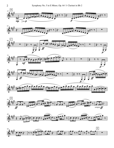 Tchaikovsky Symphony No 5 Movement I Clarinet In Bb 2 Transposed Part Op 64 Page 2