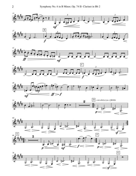 Tchaikovsky Symphony No 6 Movement Ii Clarinet In Bb 2 Transposed Part Op 74 Page 2