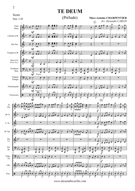 Te Deum By Charpentier For Beginning Band Score Parts Page 2