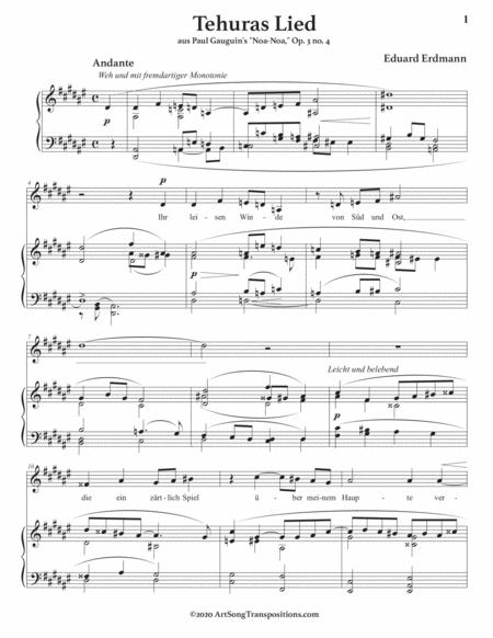 Tehuras Lied Aus Paul Gauguins Noa Noa Op 3 No 4 Transposed To D Sharp Minor Page 2