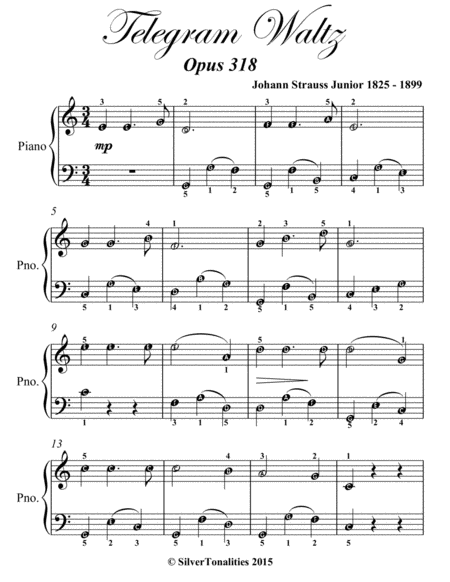 Telegram Waltz Opus 318 Easiest Piano Sheet Music Page 2