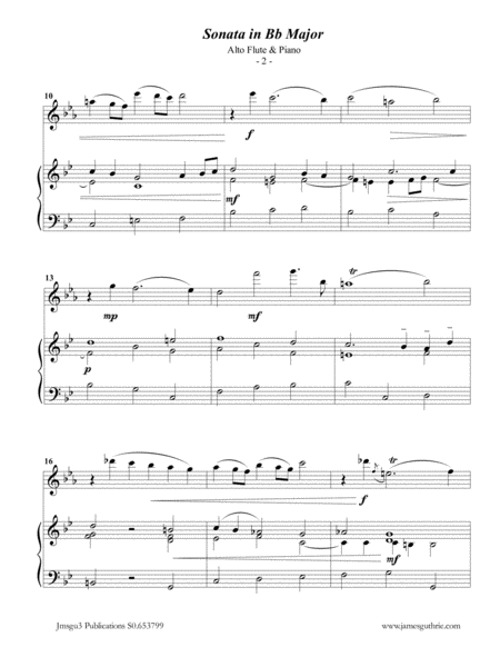 Telemann Sonata In Bb Major For Alto Flute Piano Page 2