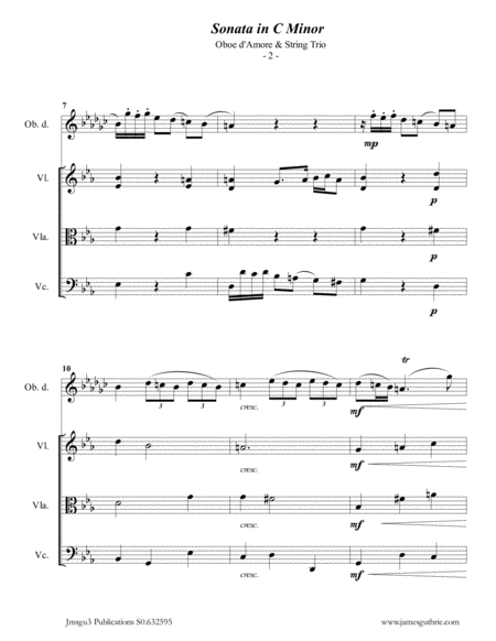 Telemann Sonata In C Minor For Oboe D Amore String Trio Page 2