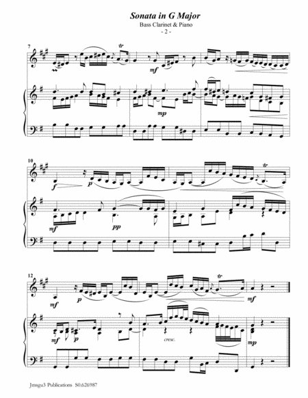 Telemann Sonata In G Major For Bass Clarinet Piano Page 2