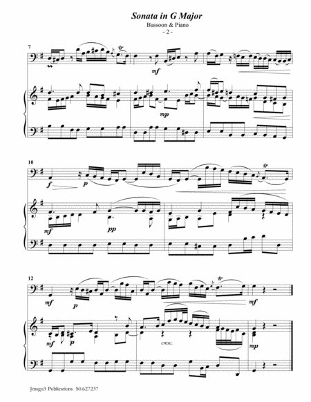 Telemann Sonata In G Major For Bassoon Piano Page 2