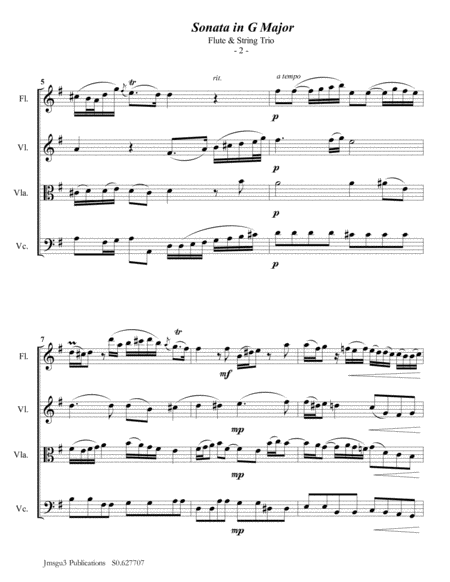 Telemann Sonata In G Major For Flute String Trio Page 2