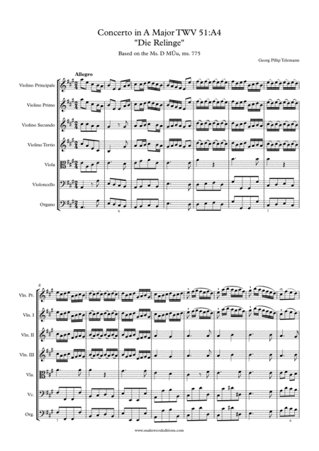 Telemann Violin Concerto In A Major The Frogs Twv 51 A4 Score And Parts In Pdf Page 2