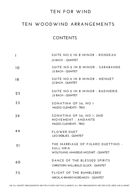 Ten For Wind An Assortment Of Ten Popular Woodwind Quintet And Trio Arrangements Page 2