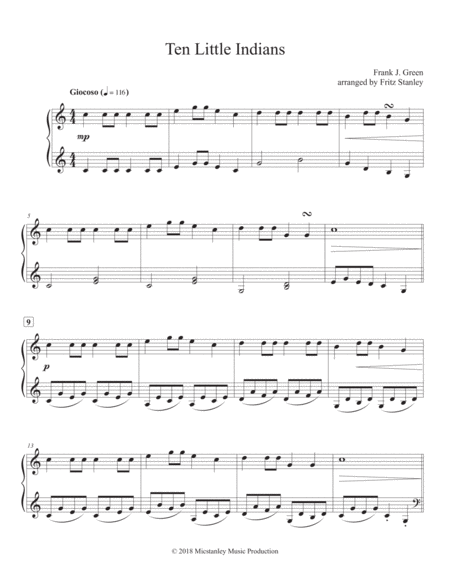 Ten Little Indians Piano Solo Page 2