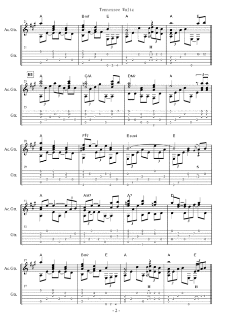 Tennessee Waltz Fingerstyle Guitar Page 2