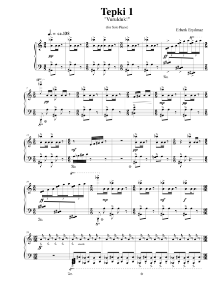 Tepki 1 Vurulduk Reaction 1 We Are Shot For Solo Piano Page 2