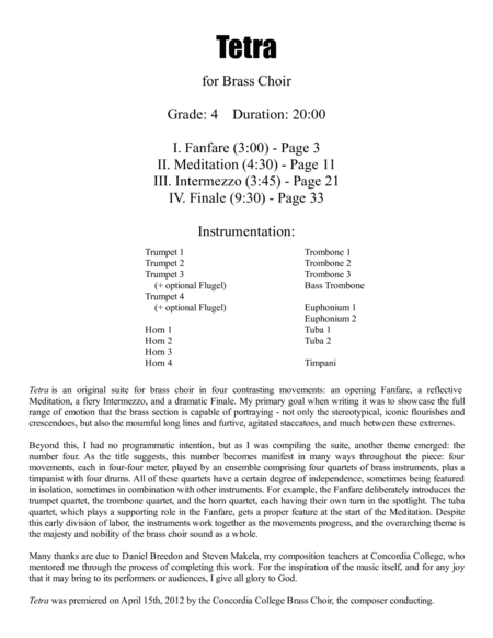 Tetra Brass Choir Score And Parts Page 2