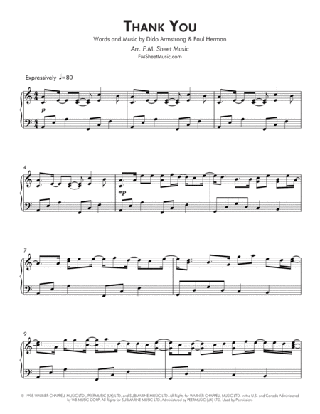 Thank You Early Intermediate Piano Page 2
