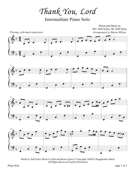 Thank You Lord Intermediate Piano Solo Thanksgiving Page 2