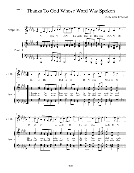 Thanks To God Whose Word Was Spoken Trumpet Solo Page 2