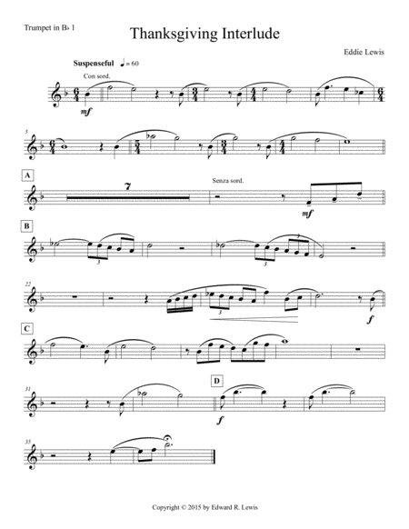 Thanksgiving Interlude For Trumpet Ensemble By Eddie Lewis Page 2