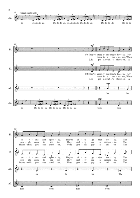 The Addams Family Theme Ssaa A Capella Page 2