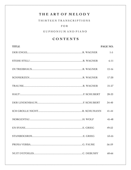 The Art Of Melody 13 Song Transcriptions For Euphonium Piano Accompaniment Page 2