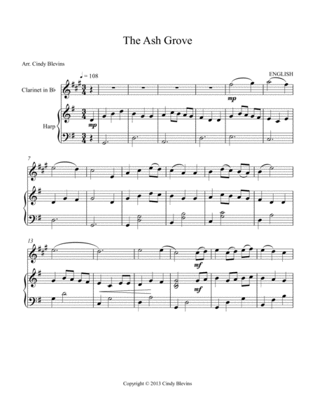 The Ash Grove Arranged For Harp And Clarinet Page 2