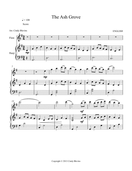 The Ash Grove Arranged For Harp And Flute Page 2