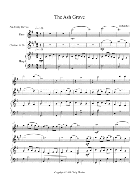 The Ash Grove Arranged For Harp Flute And Bb Clarinet Page 2