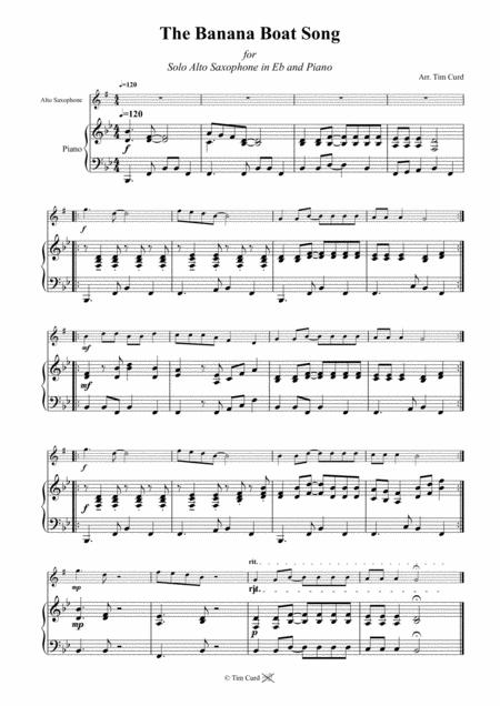 The Banana Boat Song For Solo Alto Saxophone And Piano Page 2