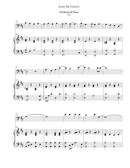 The Beatles Across The Universe For Trombone Piano Page 2