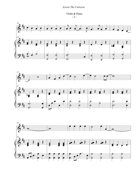The Beatles Across The Universe For Violin Piano Page 2
