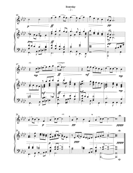 The Beatles Yesterday For Alto Recorder Piano Page 2