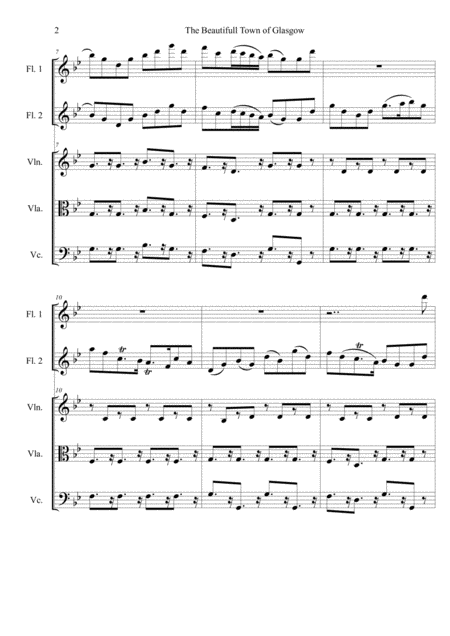 The Beautifull Town Of Glasgow By Joshua Campbell Arranged For 2 Flutes Viola Viola And Cello Page 2