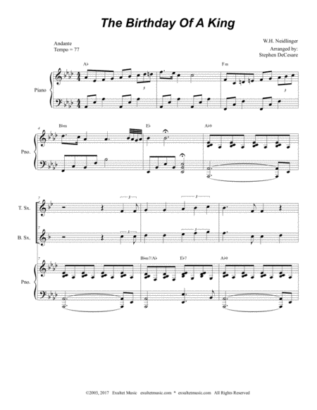 The Birthday Of A King For Saxophone Quartet Page 2