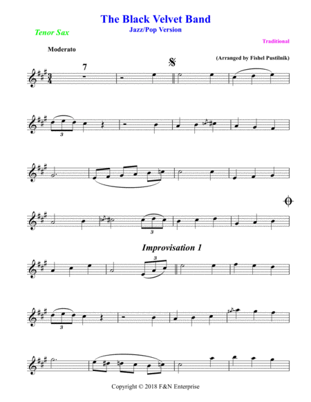 The Black Velvet Band For Tenor Sax With Background Track Jazz Pop Version Page 2