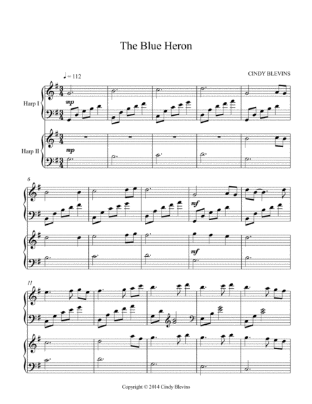 The Blue Heron Arranged For Harp Duet Page 2