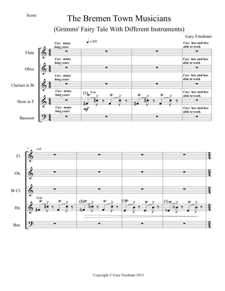 The Bremen Town Musicians Grimms Fairy Tale With Different Instruments For Wind Quintet And Narrator Page 2