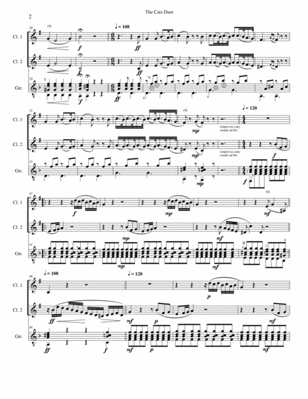 The Cats Duet Duetto Buffo Di Due Gatti For 2 Clarinets And Guitar Page 2