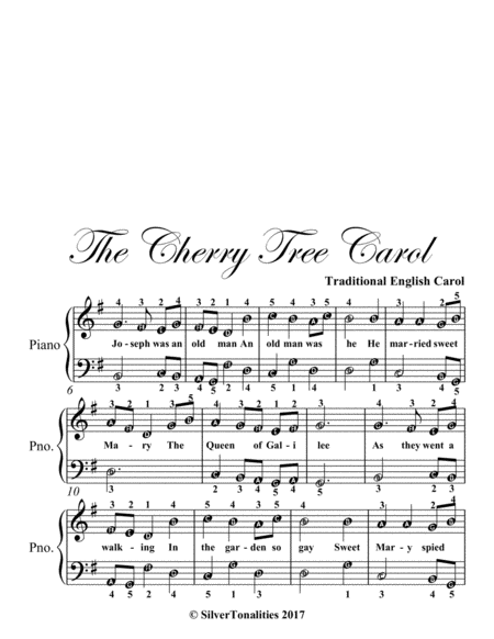 The Cherry Tree Carol Easy Piano Sheet Music Page 2