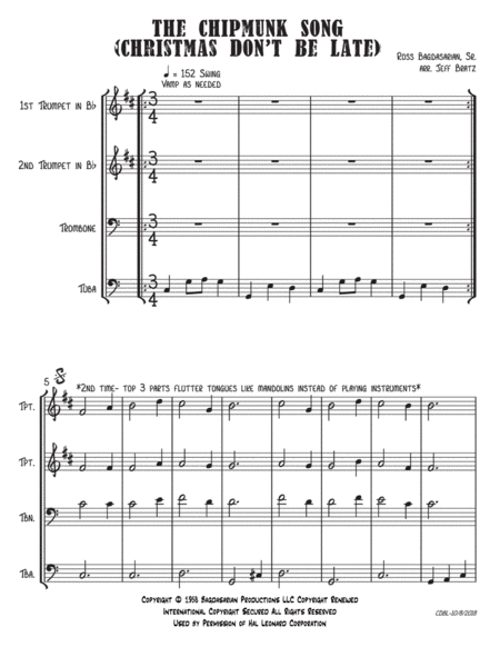 The Chipmunk Song Christmas Dont Be Late Brass Quartet Page 2