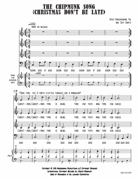 The Chipmunk Song Christmas Dont Be Late Satb A Cappella Page 2