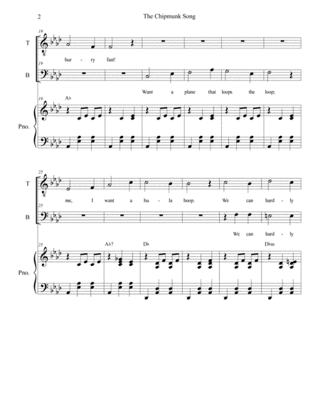 The Chipmunk Song For 2 Part Choir Tb Page 2