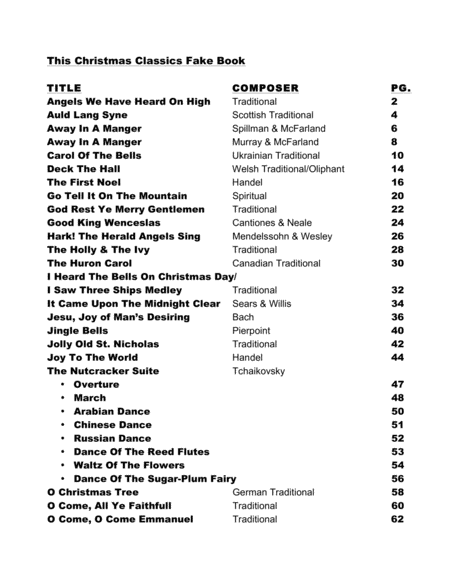 The Christmas Classics Fake Book Bb Version Popular Christmas Songs Arranged In Lead Sheet Format Page 2