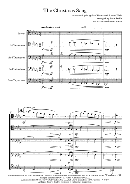 The Christmas Song By Torme And Wells Trombone Quintet Page 2
