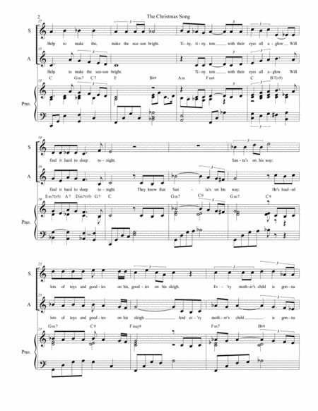 The Christmas Song Chestnuts Roasting On An Open Fire For 2 Part Choir Sa Page 2