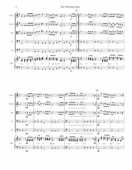 The Christmas Song Chestnuts Roasting On An Open Fire For String Orchestra And Piano Page 2