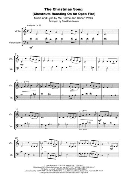 The Christmas Song Chestnuts Roasting On An Open Fire Violin And Cello Duet Page 2