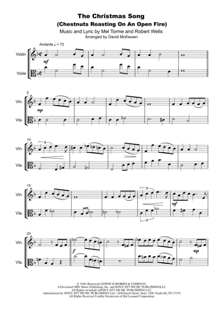 The Christmas Song Chestnuts Roasting On An Open Fire Violin And Viola Duet Page 2