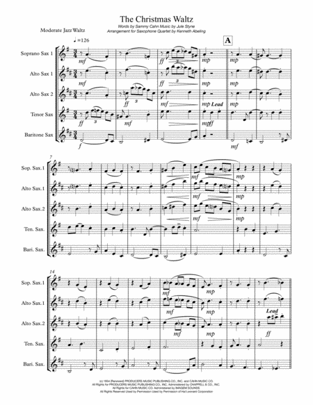 The Christmas Waltz For Saxophone Quartet Satb Or Aatb Page 2