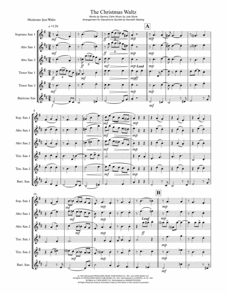 The Christmas Waltz For Saxophone Quintet Sattb Or Aattb Page 2